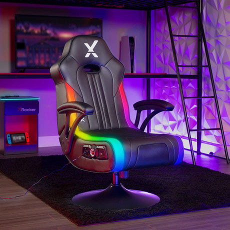Video game chair with white and black RVB LED Chair, office chair, gaming  chair, office computer chair