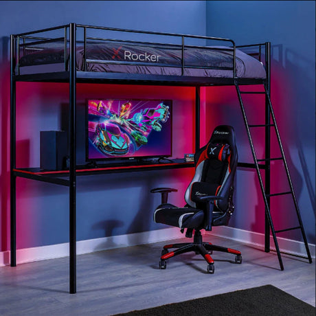 HQ Gaming Loft Bunk Bed with Battlestation - X Rocker