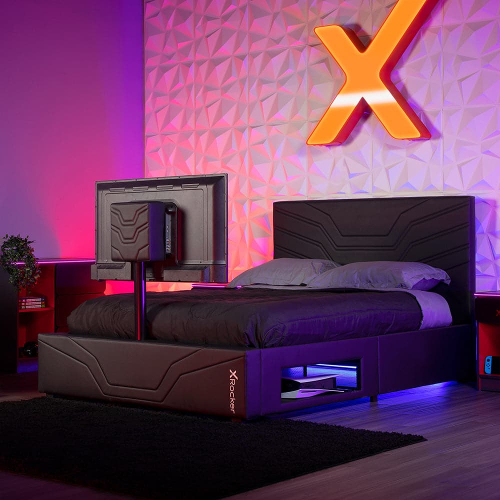 X Rocker Oracle Full Gaming Bed with TV Mount Black