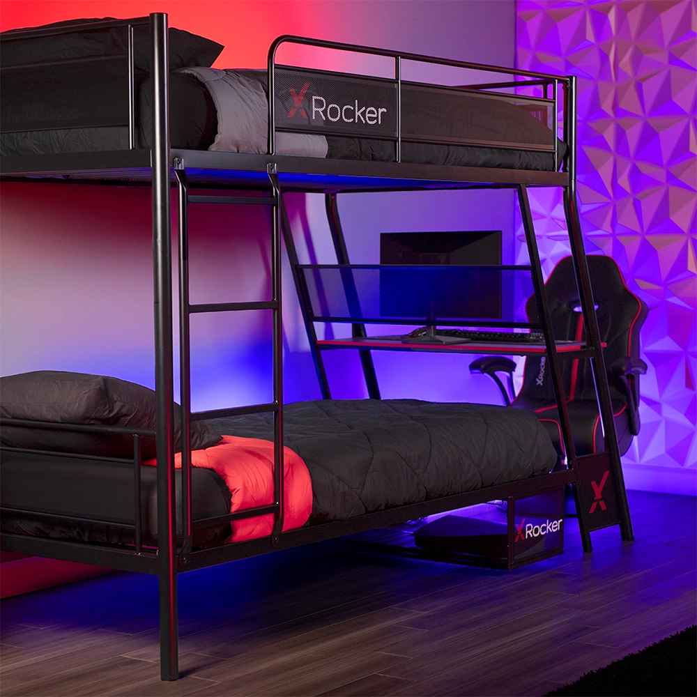 Armada Twin-Over-Twin Bunk Bed with Gaming Desk