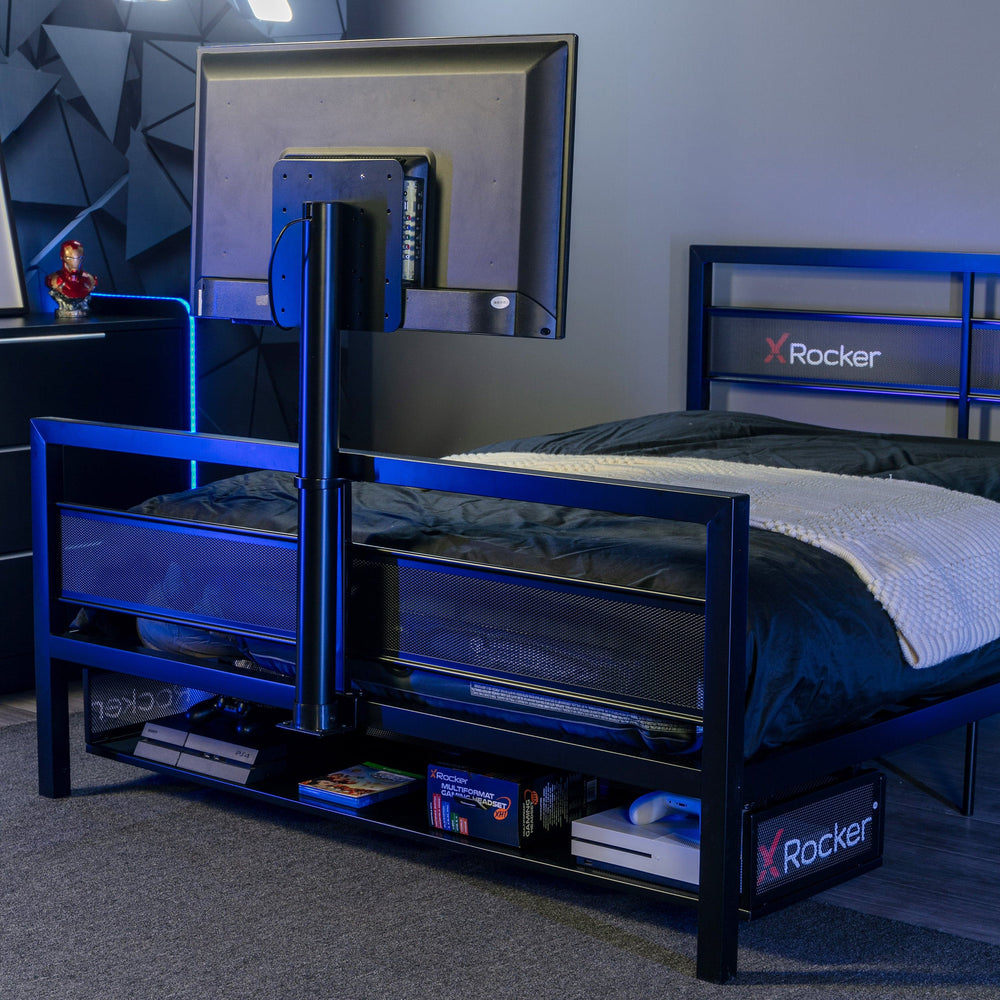 Basecamp Gaming Bed with TV Mount, Black, Full