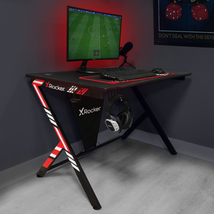 Ocelot Gaming Desk, Blue/Red