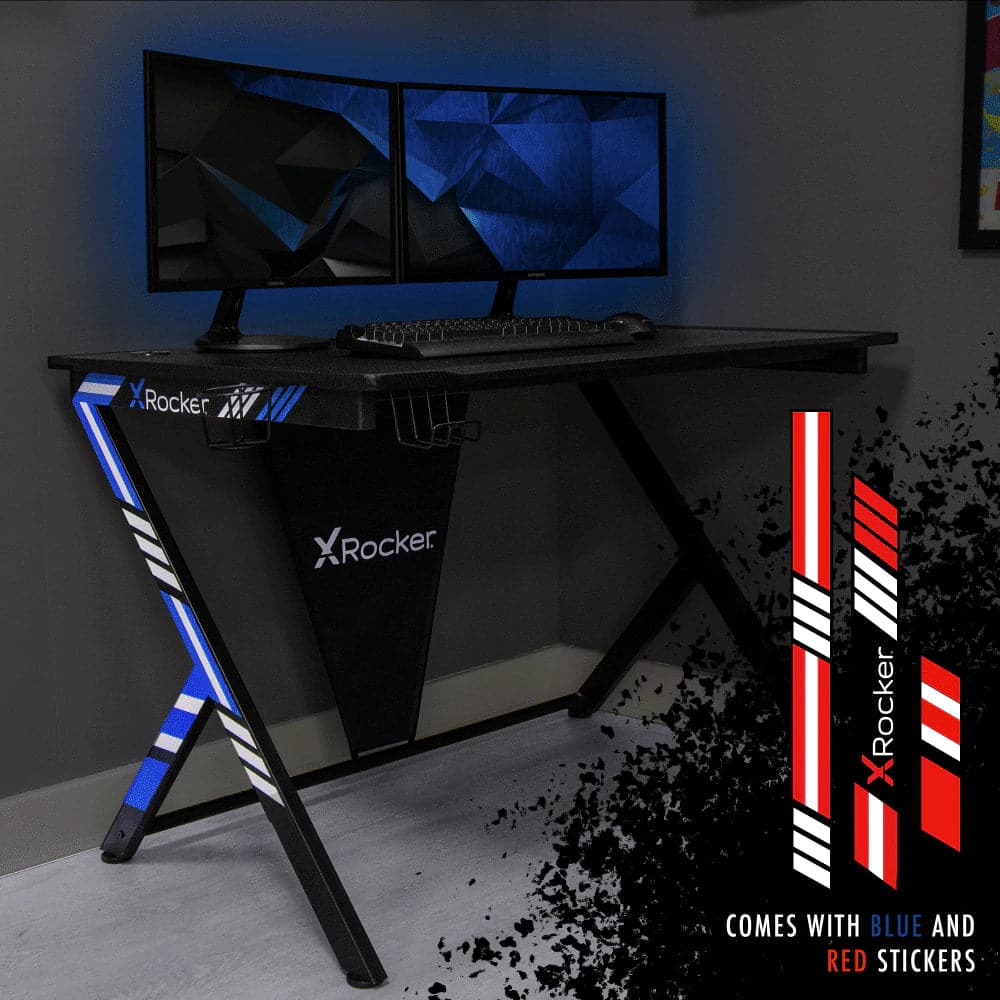 Ocelot Gaming Desk, Blue/Red